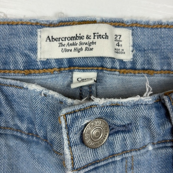 Abercrombie & Fitch The Ankle Straight Ultra High Rise Jeans Light Wash Denim 27 - Picture 7 of 8